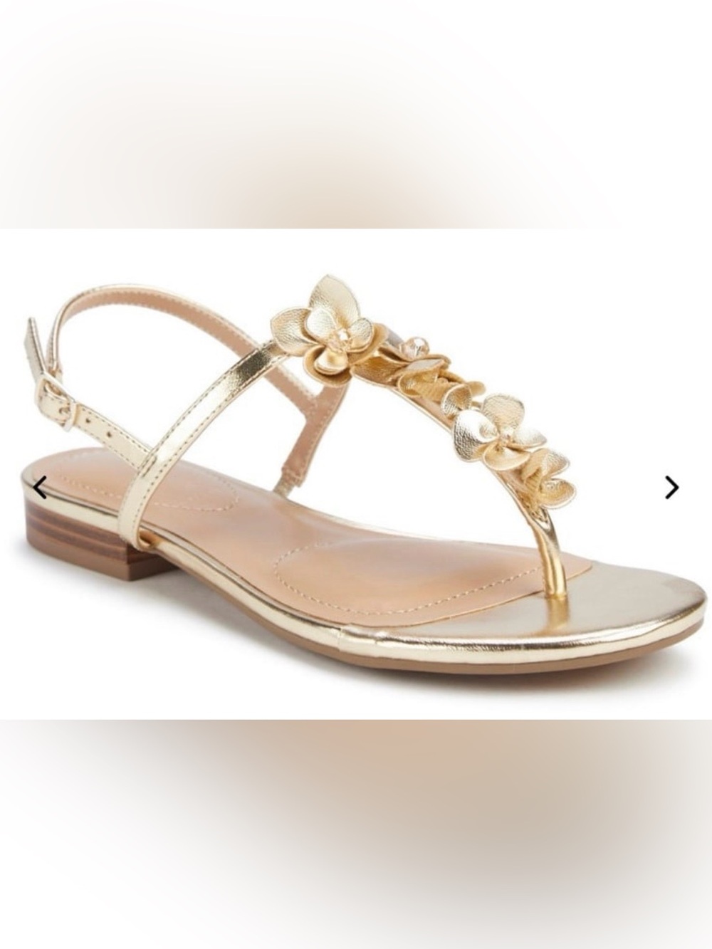 Anne Klein Iflex Flavia Dress Sandals Gold floral size 8